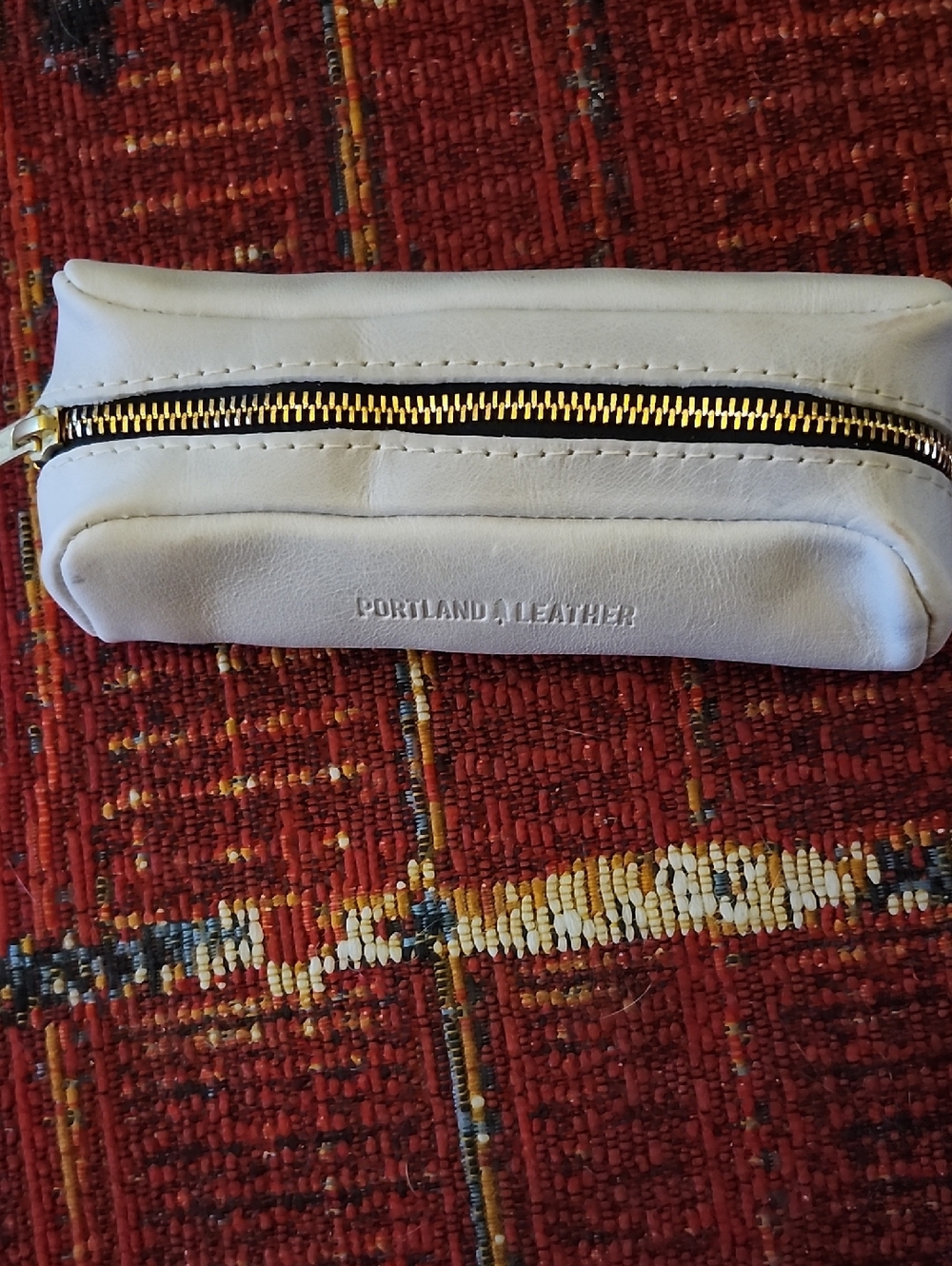 New! Portland Leather Gray Leather Toiletry Zip Case